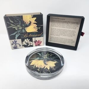 Art Glass Botanical Yellow Flower Paperweight